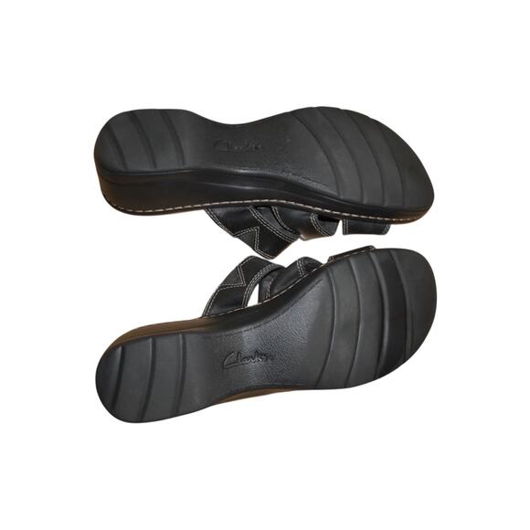 Clarks Collection Black Leather Comfort Sandals Womens US 11 EU 42.5 - Picture 10 of 12